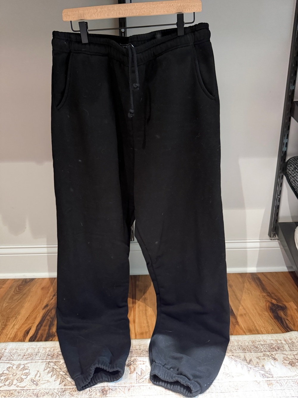 ACTA Black Fleece Sweatpants with Drawstring